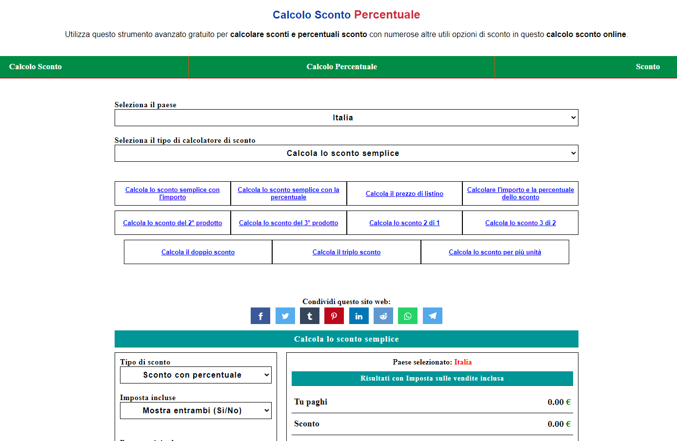 Calcolo Sconto